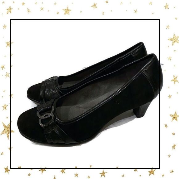 Aerosoles Women’s Black Suede Slip-On Heels 10 - Picture 2 of 6